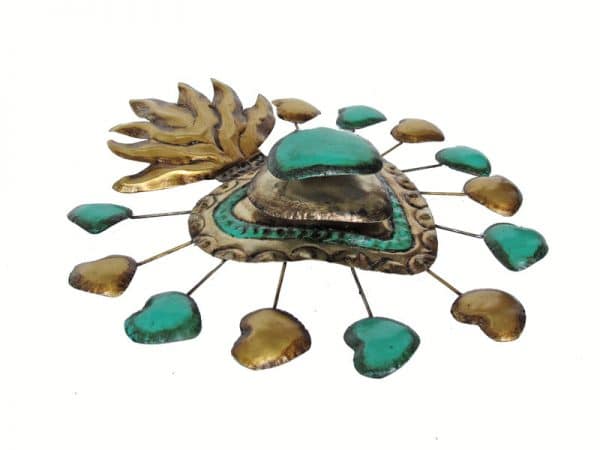 Green & Gold Hearts Wall Plaque, side view