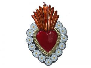 Heart With White Flowers Ornament, front