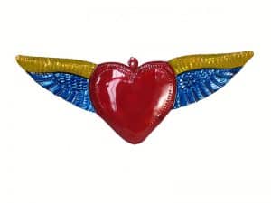 Red Heart With Blue Wings ornament, front