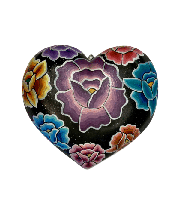Black Floral Heart Plaque