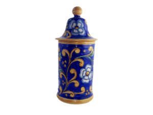Blue Jar with Gold Floral Design, Signature