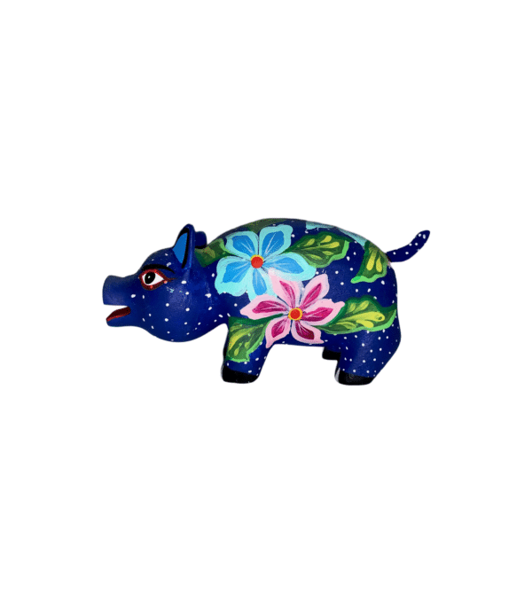 Blue Floral Pig, Left Side