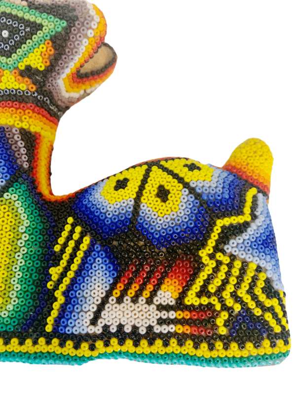 Huichol bead art sitting deer detail