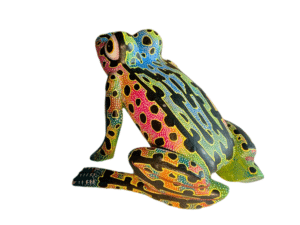 mexican wood carving frog
