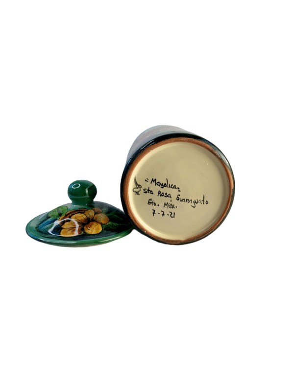 Green Jar With Hummingbird Design, Signature