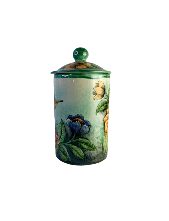 Green Jar With Hummingbird Design, View 1