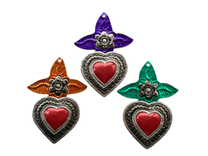 Hearts with Flowers Ornaments Set