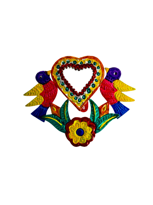 Colorful Heart Mirror with Birds