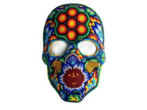 Huichol mask with orange flower