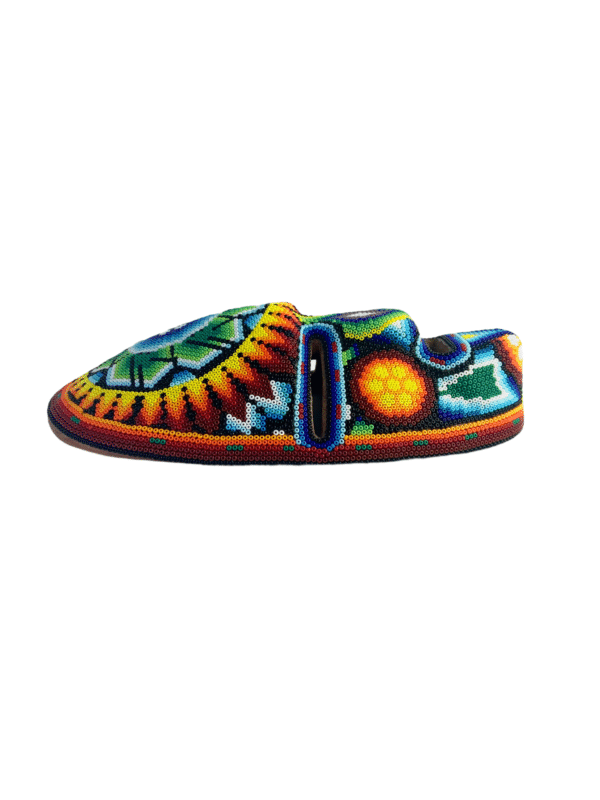 Huichol mask with green flower side