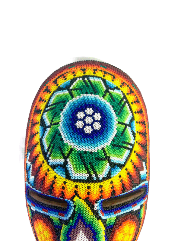 Huichol mask with green flower detail