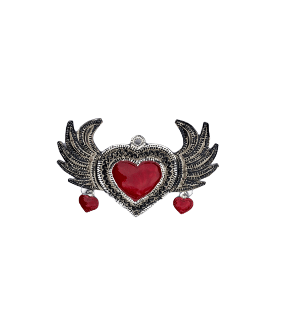 Winged Heart With Dangles Ornament Front