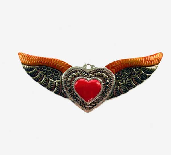 Hearts with Wings Set, Orange Winged Heart