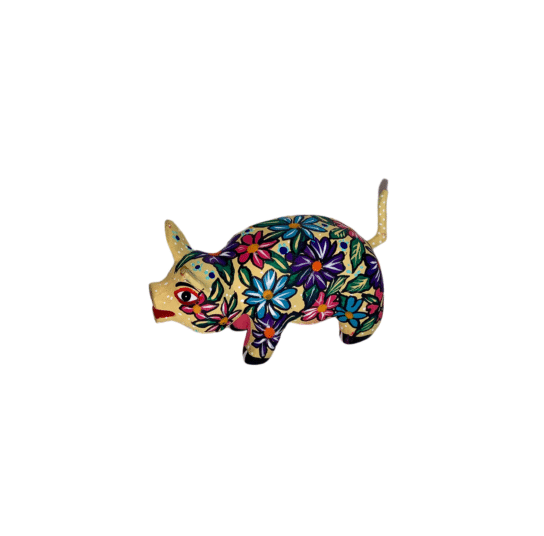 Yellow Floral Pig, Left Side View