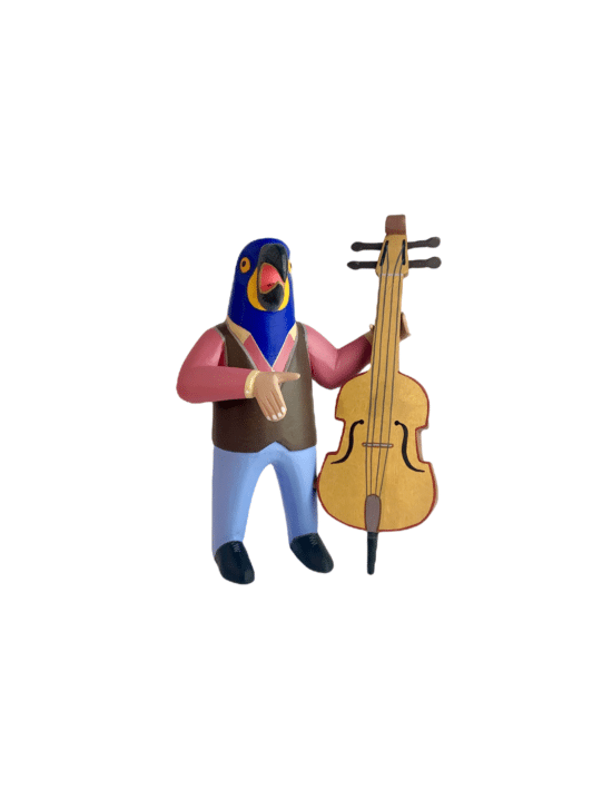 Parrot Double Bass Player, Nahual by Avelino Perez, Front View