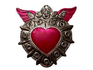 Pink Heart with Angel Ornament, front