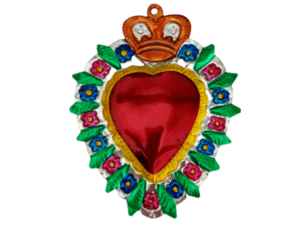 Heart with Crown and Floral Border Ornament, view 4