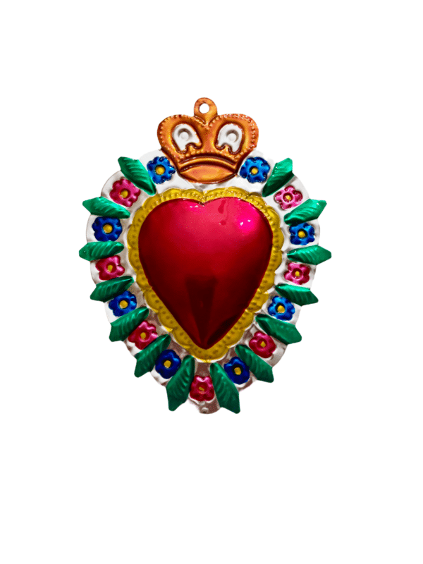 Heart with Crown and Floral Border Ornament, view 2