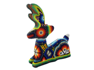 Huichol Deer with White Flower View 4