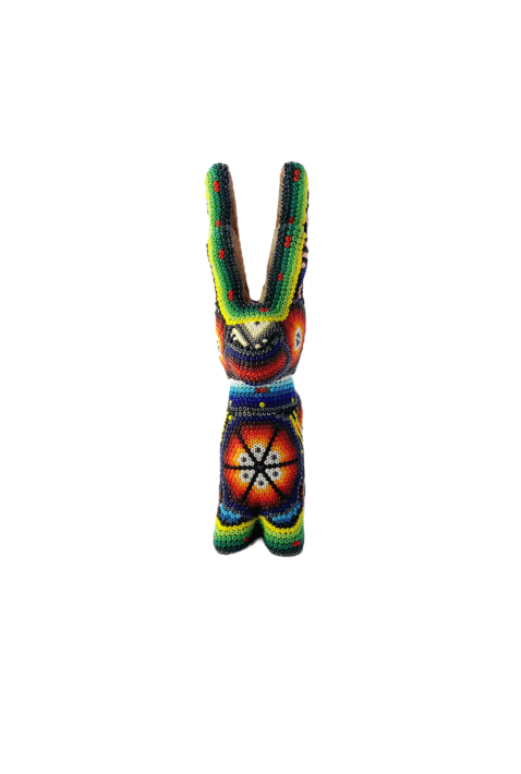 Huichol Deer with White Flower View 3
