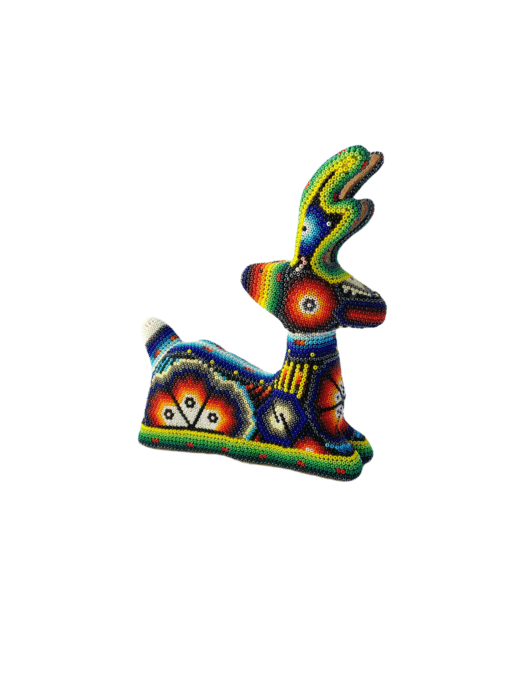 Huichol Deer with White Flower View 2