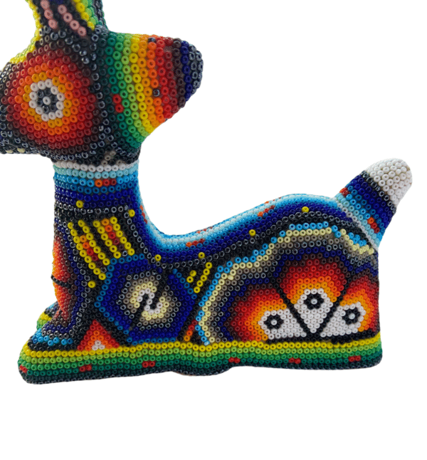 Huichol Deer with White Flower View 1
