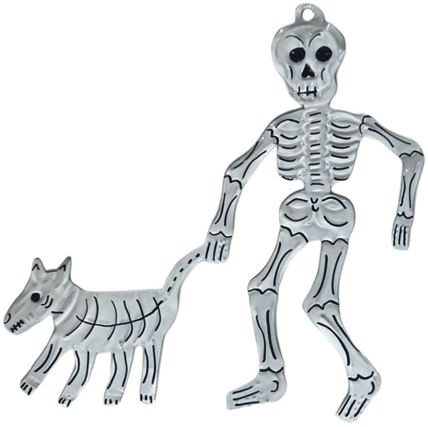 Skeleton Dog Walker, Day Of The Dead Wall Plaque