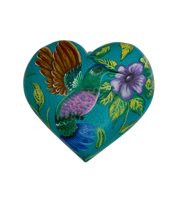 Hummingbird Heart Plaque, front view