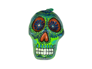 Small Green Skull Mask, Product Picture, Made of paper maché