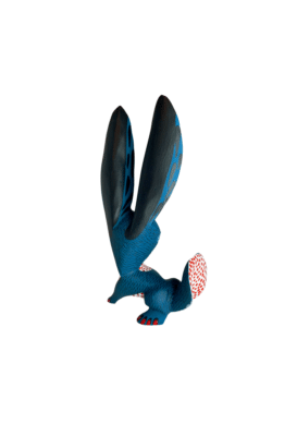 Small Teal Rabbit With Glass Eyes, Back view