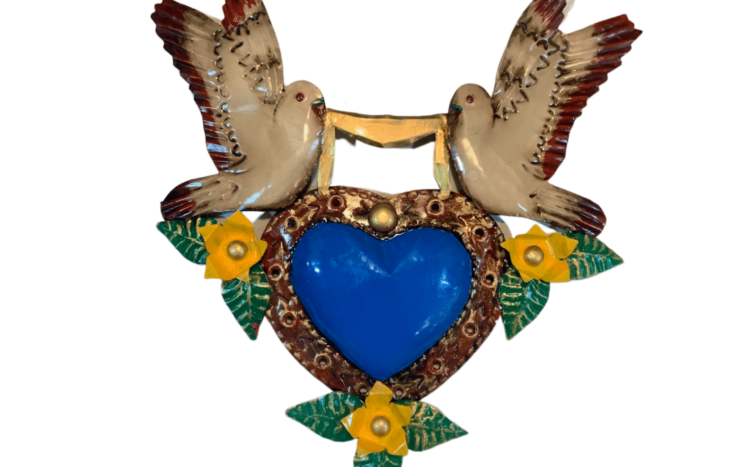 Blue Heart and Doves Wall Plaque