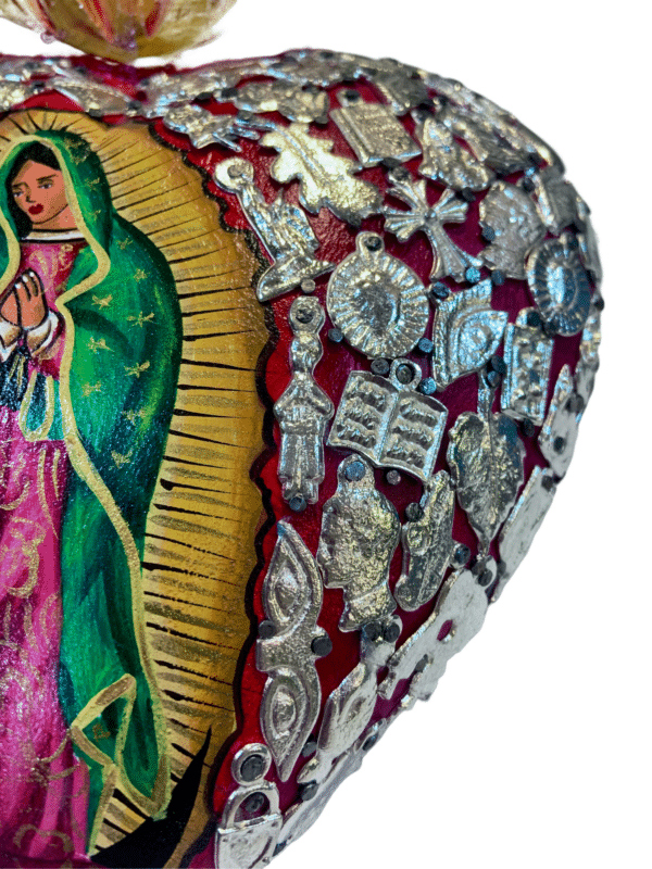 The Lady of Guadalupe Heart with Milagros, milagro detail