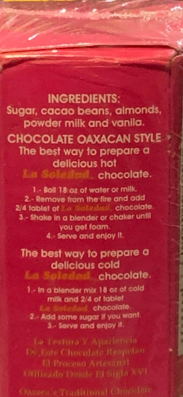 La Soledad Milk Chocolate Discs, ingredients