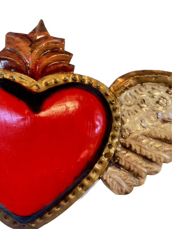 Red Heart and Wings Wall Plaque, heart detail