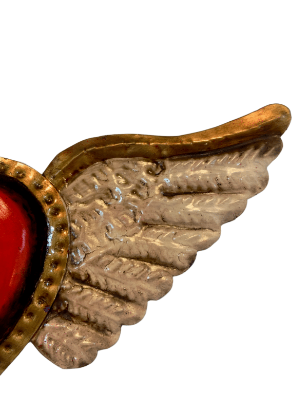 Red Heart and Wings Wall Plaque, wing detail