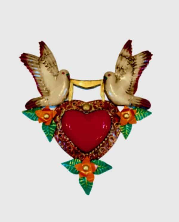 Red Heart and Doves Wall Plaque, Front