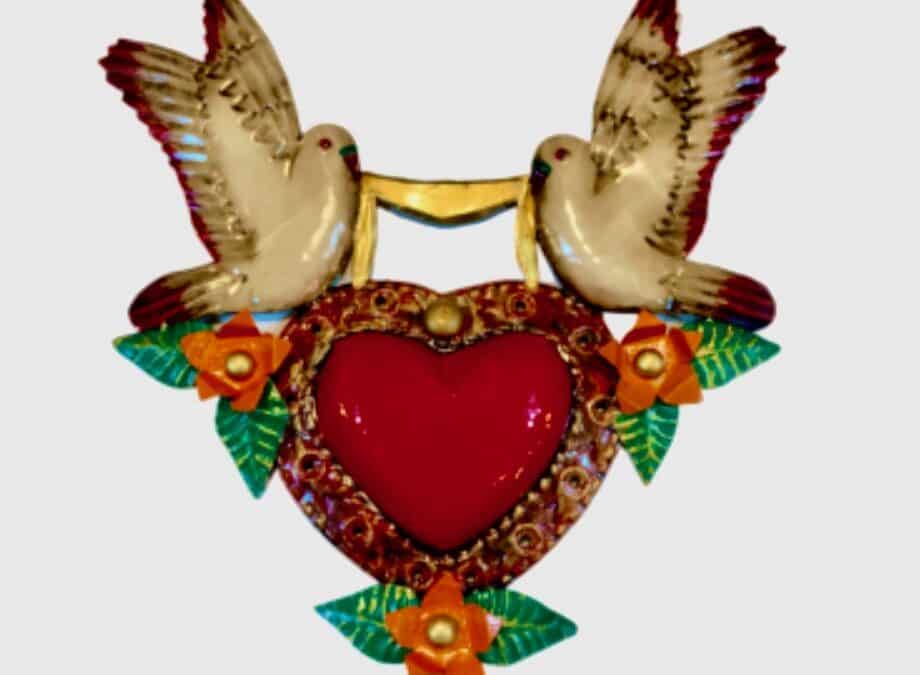 Red Heart and Doves Wall Plaque