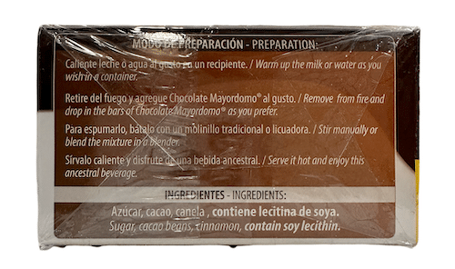 Premium Chocolate by Mayordomo, 500g, Preparation Label