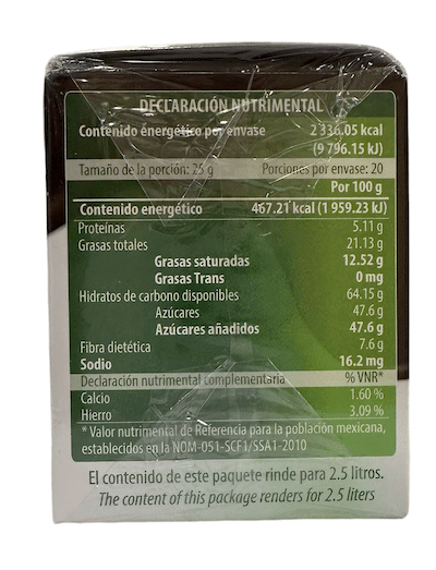 Semi-Bitter Chocolate by Mayordomo, Nutrition Label