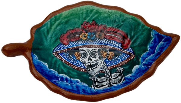 Catrina Leaf Dish, Green and Brown, Front