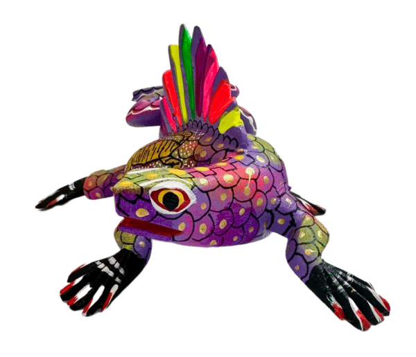 Iguana Alebrije in Purple, front