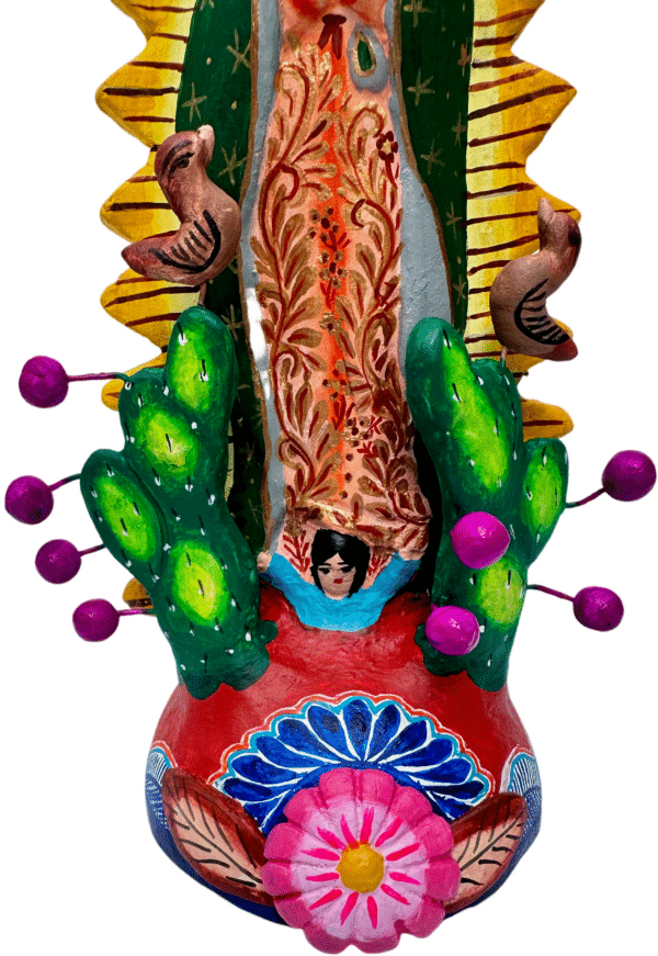 Lady Of Guadalupe Single Candelabra Design 1, bottom close up