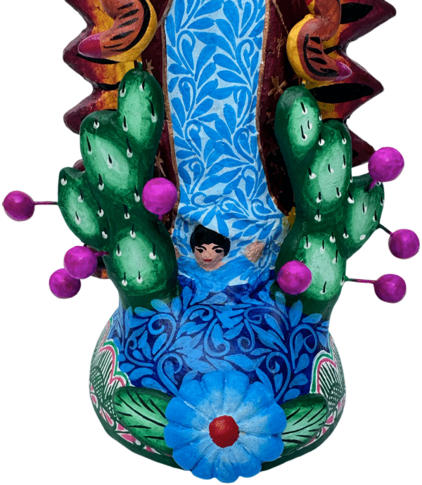 Lady Of Guadalupe Single Candelabra, Design 3, Bottom Close Up