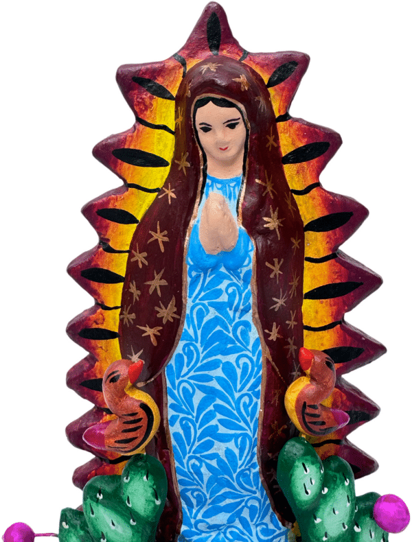 Lady Of Guadalupe Single Candelabra, Design 3, Face Close Up