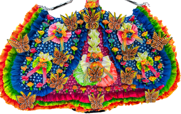 La Catrina In Blue Folklorico, Dress Detail, Front View