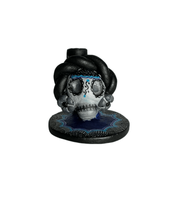 Miniature Catrina Skull Candlestick, Front