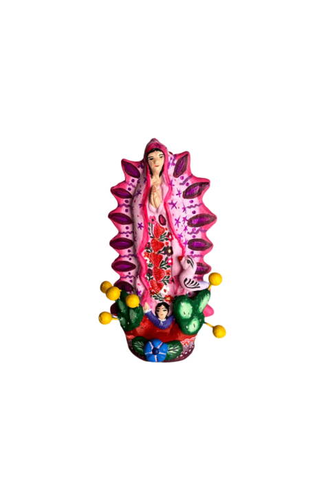 Miniature Pink Lady Of Guadalupe Candlestick, Front