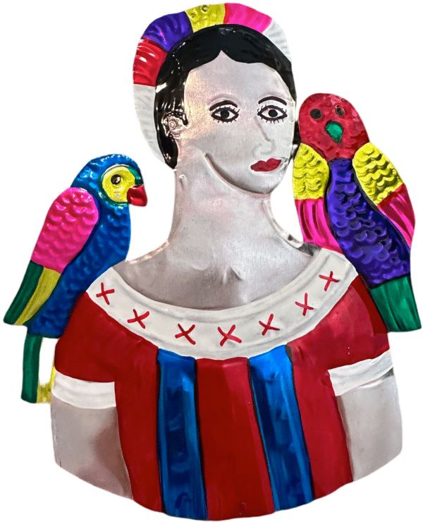Frida With Parrots in Red